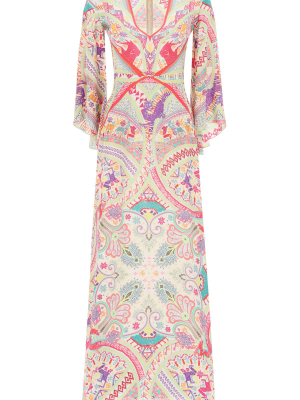 Etro Paisley V-neck Maxi Dress