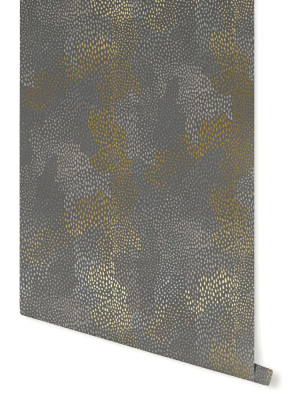 Peaks Wallpaper In Gold, Silver, And Charcoal By Stacey Day