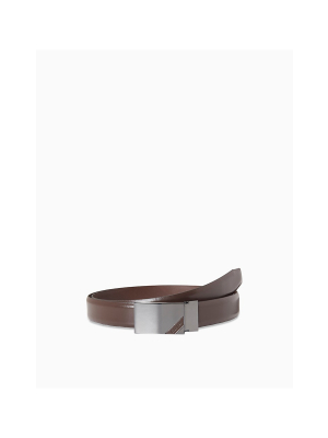 Logo Stripe Leather Plaque Belt