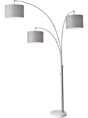 Boston 3-arm Arc Lamp Brushed Steel