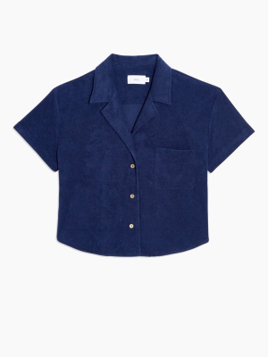 Celeste Terry Towel Shirt In Navy