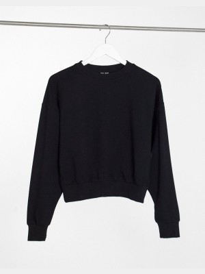 Asos Design Super Soft Cropped Batwing Sweatshirt In Black