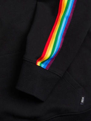 French Terry Pullover Hoodie - Black With Rainbow