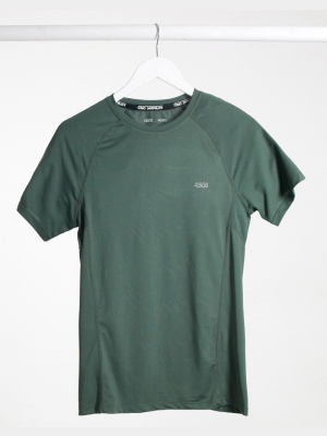 Asos 4505 Icon Muscle Training T-shirt With Quick Dry In Khaki