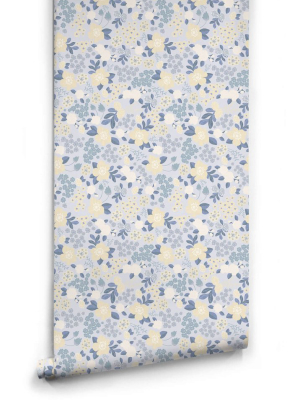 Flower Garden Wallpaper In Blues From The Love Mae Collection By Milton & King