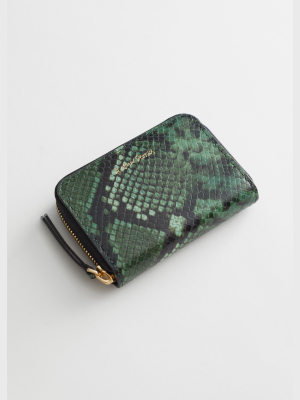 Snake Embossed Leather Wallet