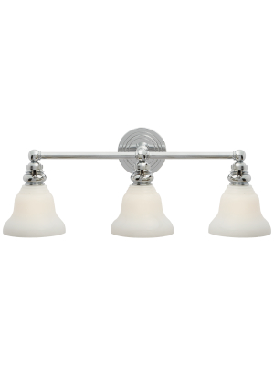 Boston Functional Triple Light In Chrome With White Glass