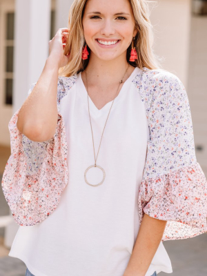 Figure You Out White Ditsy Floral Top