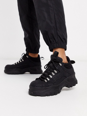 Buffalo London Hiker Sneakers In Black Snake