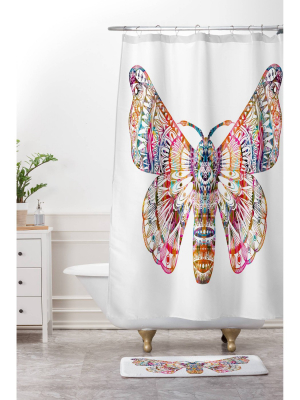 Stephanie Corfee Artsy Moth Shower Curtain White - Deny Designs