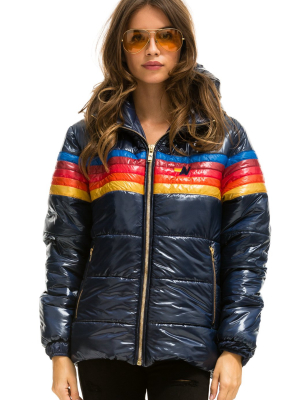 Women's 5 Stripe Luxe Trekker Jacket - Glossy Navy