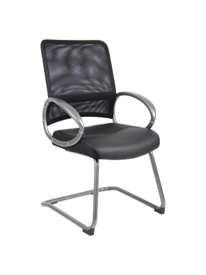 Mesh Back With Pewter Finish Guest Chair Black - Boss Office Products