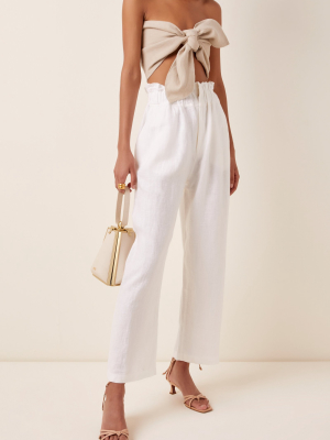 Ducky Elastic Waist Linen Pants