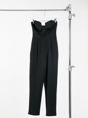 Asos Design Bandeau Cupped Jumpsuit In Black