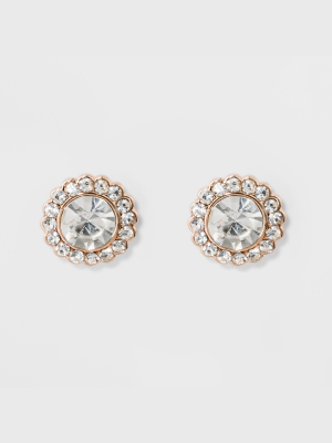 Pave Flower Stud Earrings - A New Day™ Rose Gold