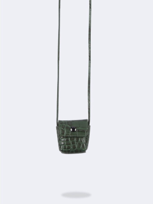 Mason Airpod Pouch - Green Croc/pewter