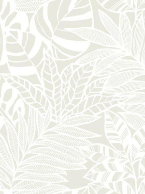 Jungle Leaves Wallpaper In White From The Silhouettes Collection By York Wallcoverings