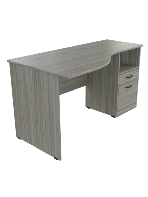 Curved Top Desk Smoke Oak - Inval