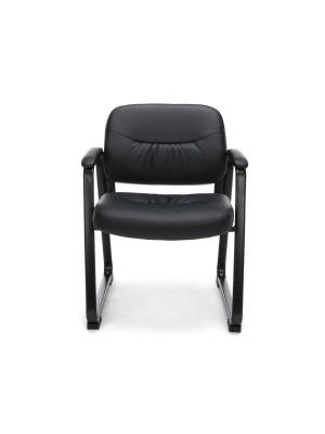 Bonded Leather Executive Side Chair With Sled Base Black - Ofm