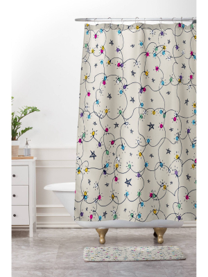 Sam Osborne Fairy Lights Shower Curtain Blue - Deny Designs