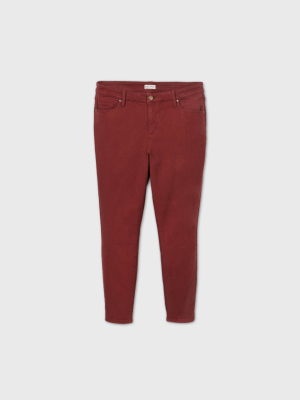 Women's Plus Size Mid-rise Skinny Jeans - Ava & Viv™ Cabernet Red