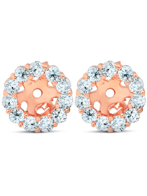 Pompeii3 3/8ct Halo Diamond Earring Jackets 14k Rose Gold (4mm)