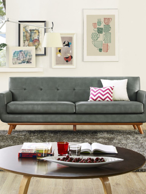 Queen Mary Smoke Grey Leather Loveseat