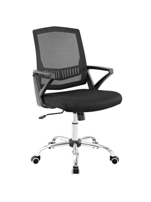 Proceed Mid Back Upholstered Fabric Office Chair Black - Modway