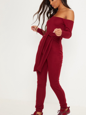 Burgundy Sweat Jumpsuit