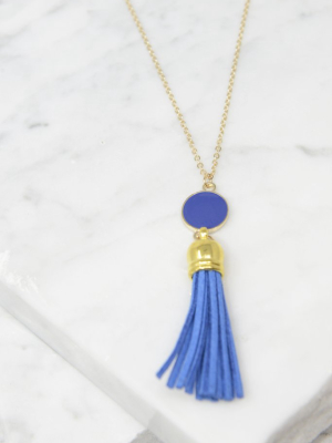 Give It To You Navy Blue Tassel Necklace