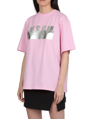 Msgm Metallic Logo Printed T-shirt