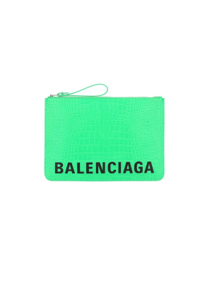 Balenciaga Cash Logo Print Pouch Bag