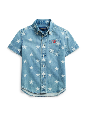 Star-print Cotton Denim Shirt