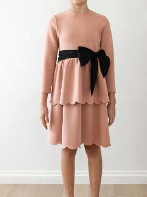 Petite Amalie Double Knit Scallop Bow Dress