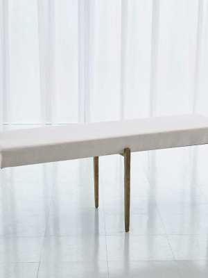 Global Views Laforge Bench-antique Gold With Muslin Cushion