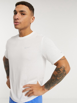 Nike Running Tall Miler T-shirt In White