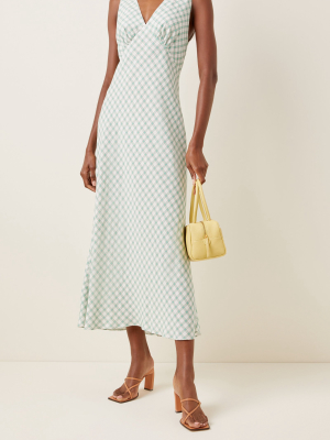 Sandrine Gingham Grepe Midi Slip Dress