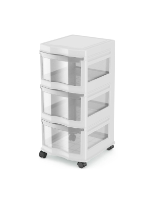 Life Story Classic 3 Shelf Storage Container Organizer Plastic Drawers, White