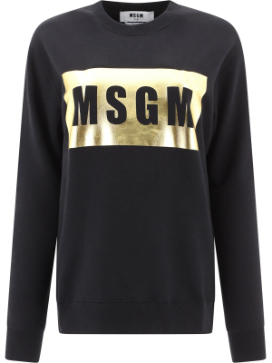 Msgm Logo Box Crewneck Sweatshirt