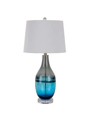 Tapered Art Glass Table Lamp With Crystal Base Blue - Decor Therapy