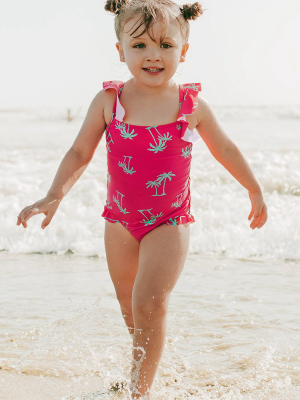 Reyna Palm Tree One Piece Swimsuit For Toddler Girls And Girls