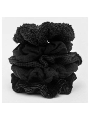 Black Assorted Textured Scrunchies 5-pack