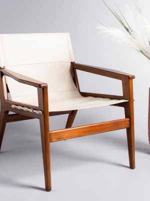 Ll Couture Culkin Leather Sling Chair - White