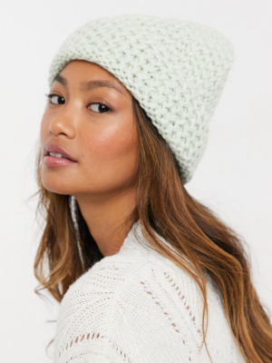 Asos Design Chunky Waffle Beanie In Mint