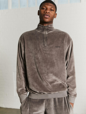 Iets Frans... Acid Wash Grey Velour Mock Neck Sweatshirt