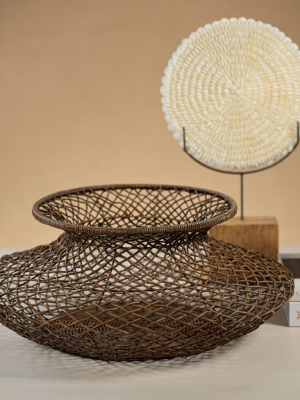 Bastide Loose Weave Rattan Basket/vase - Light Brown