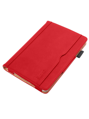 Insten - Ipad Mini 5 7.9 Inch, Pu Leather Case, Slim Folding Folio, Pencil Holder, Auto Wake/sleep, 3 Angles, Magnetic Closure Strip, Red