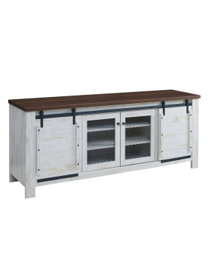 70" Bennington Rustic Sliding Door Buffet Table Sideboard White - Modway