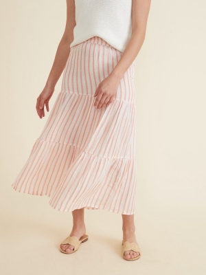 Corinne Maxi Skirt In Pink/orange/white Stripe