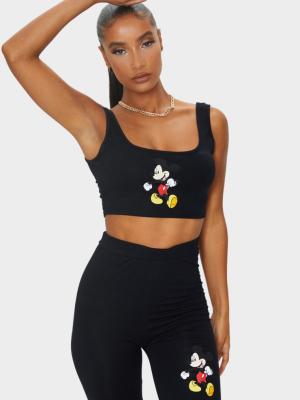 Black Disney Mickey Crop Top